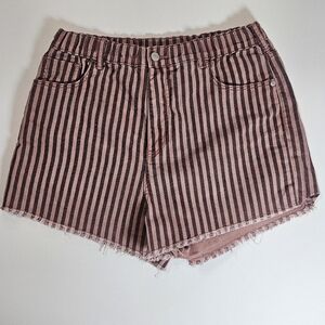 Pilcro Jean Shorts Womens Medium Mauve Grey Stripe Cuttoff Denim High Rise Jorts
